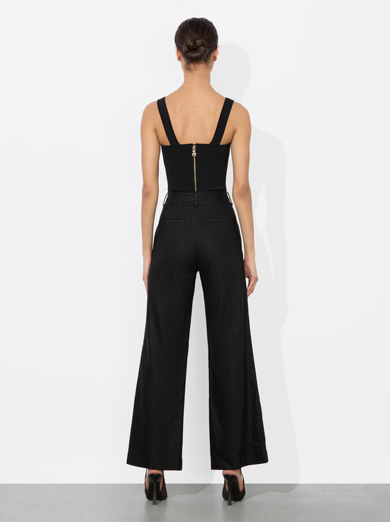 BLACK-QUINN LINEN KICK FLARE PANT