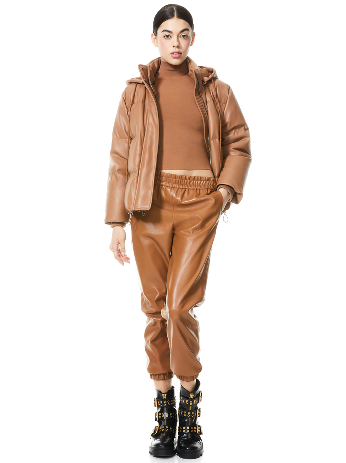 ROBINSON VEGAN LEATHER PUFFER - CAMEL image 4 - Alice And Olivia