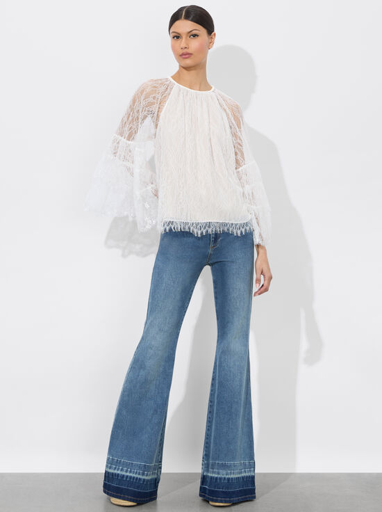 OFF WHITE-DELIA RUFFLED TUNIC TOP