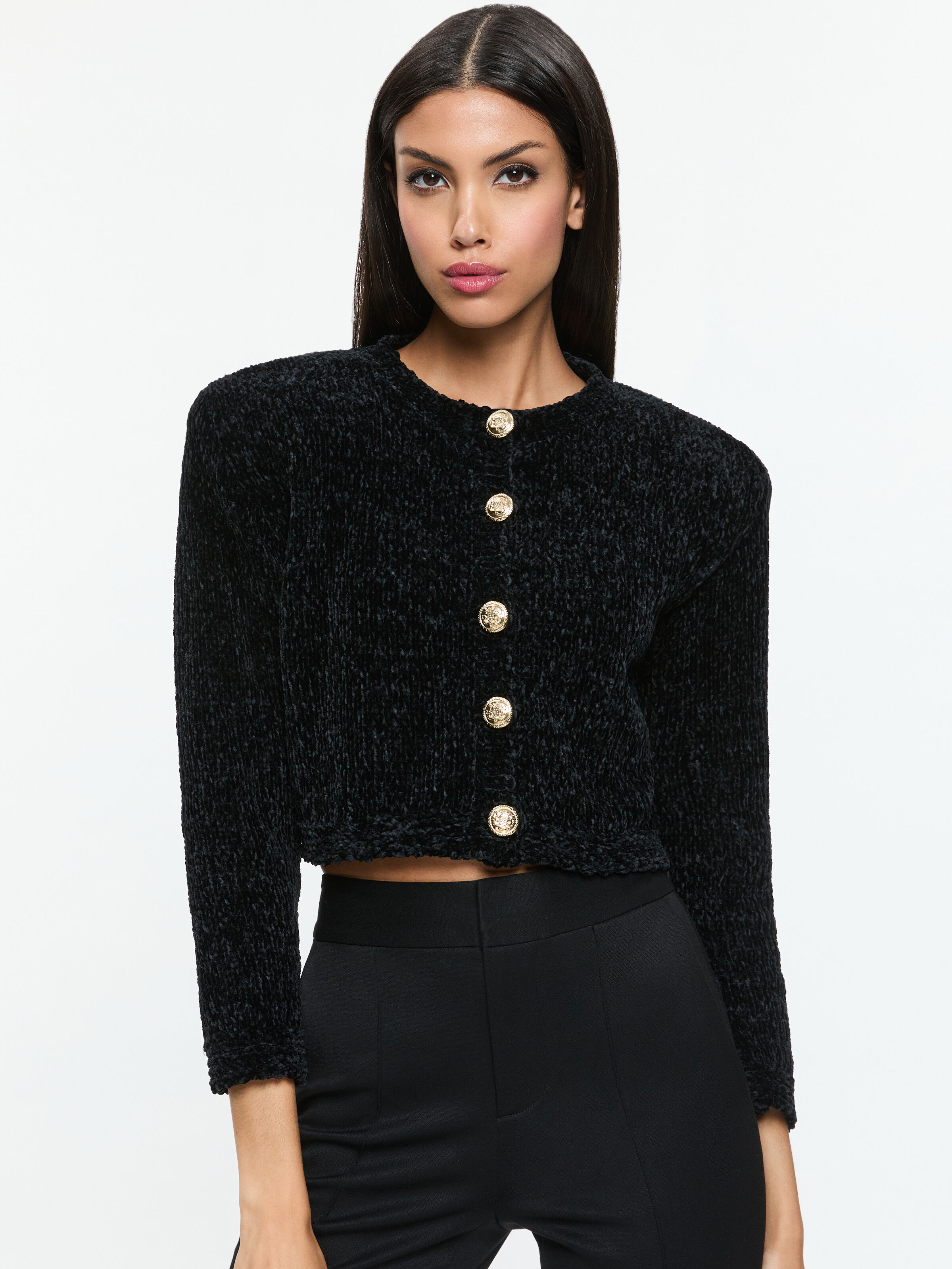 Breanna Chunky Knit Cardigan In Black Alice Olivia