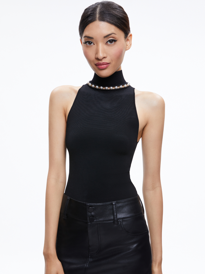 ANNALEE MOCK NECK TOP - BLACK - Alice And Olivia