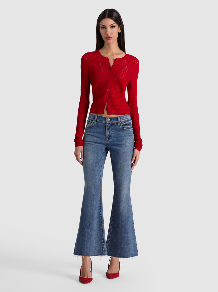 CARSON POINTELLE CARDIGAN - HIBISCUS image 2 - ALICE + OLIVIA