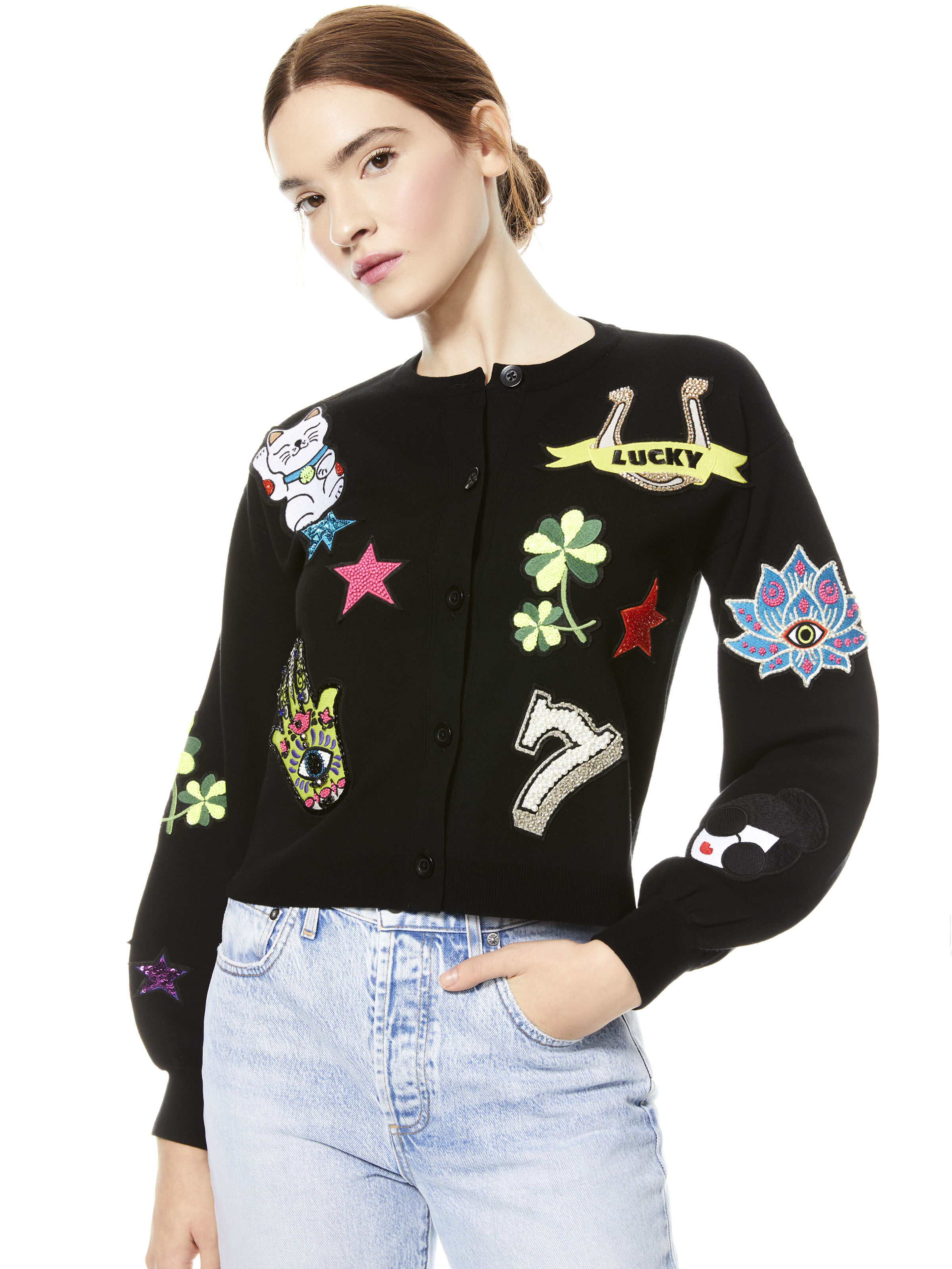 patch cardigan