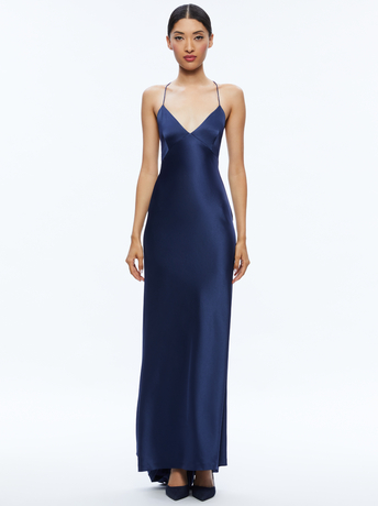 AZURE-MONTANA LACE UP BACK MAXI GOWN