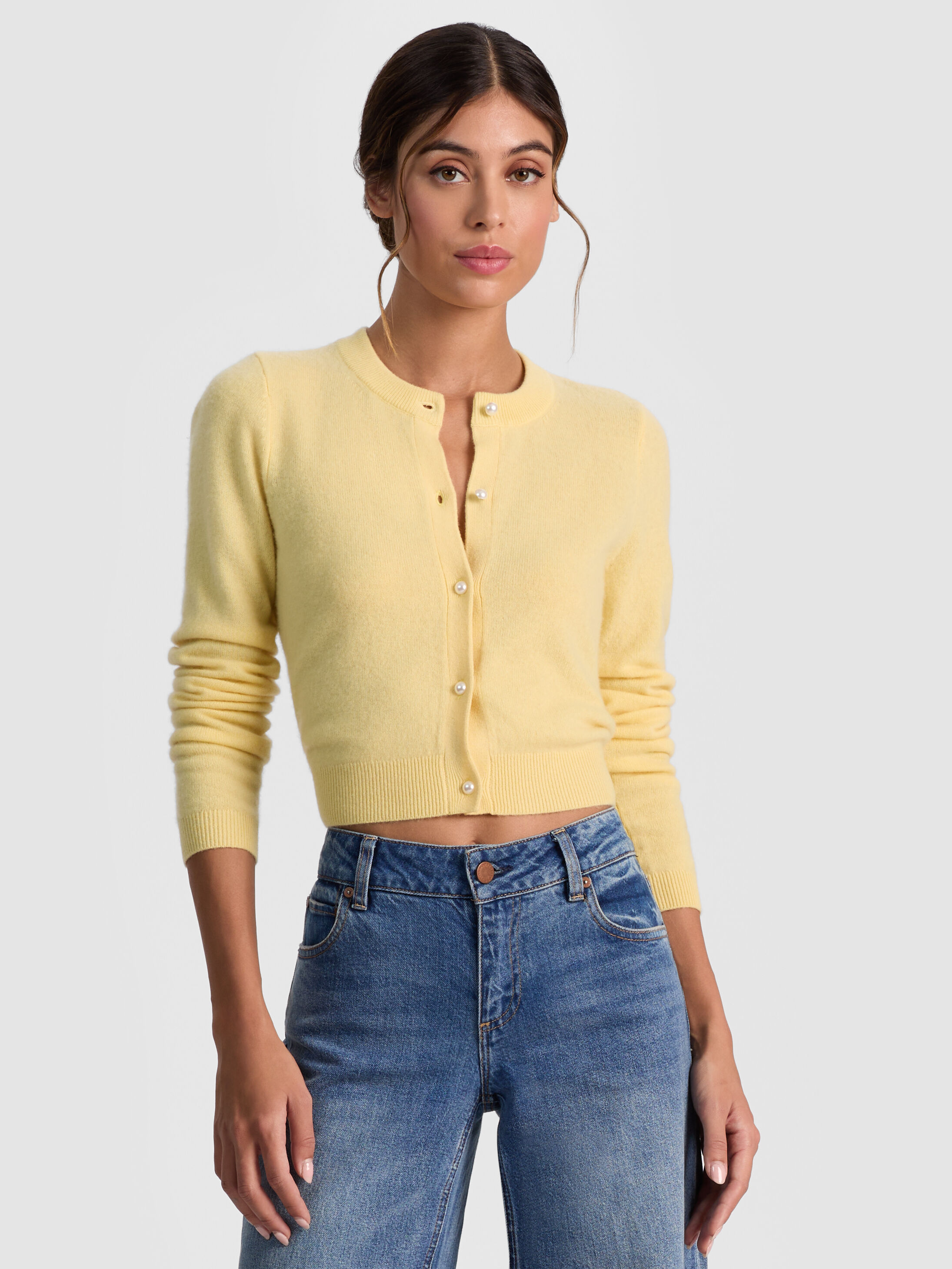 DOLLIE CASHMERE CARDIGAN in BUTTER | ALICE + OLIVIA