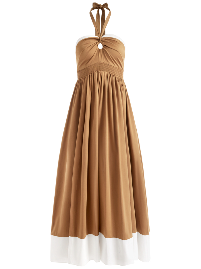 BEATRIX SWEETHEART TIE NECK DRESS - TAN/VANILLA image 5 - Alice And Olivia