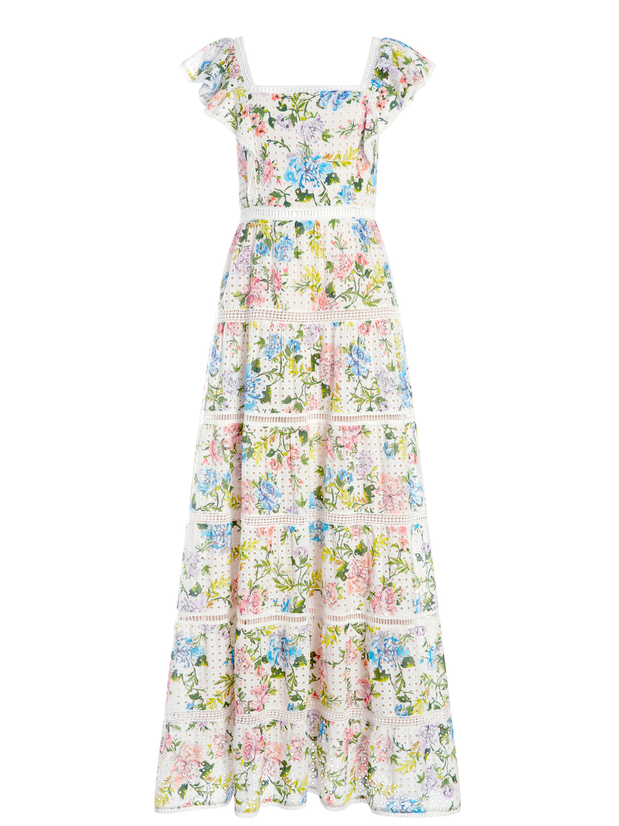 Ilana Floral Ruffle Maxi Dress In Gardenia | Alice And Olivia