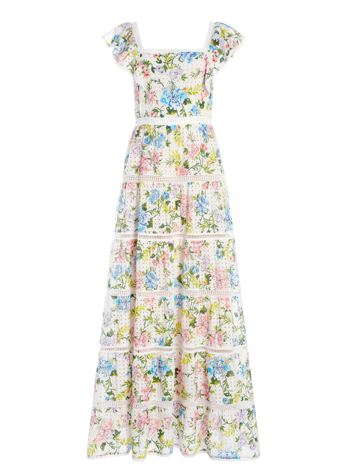 ILANA FLORAL RUFFLE MAXI DRESS - GARDENIA image 5 - Alice And Olivia
