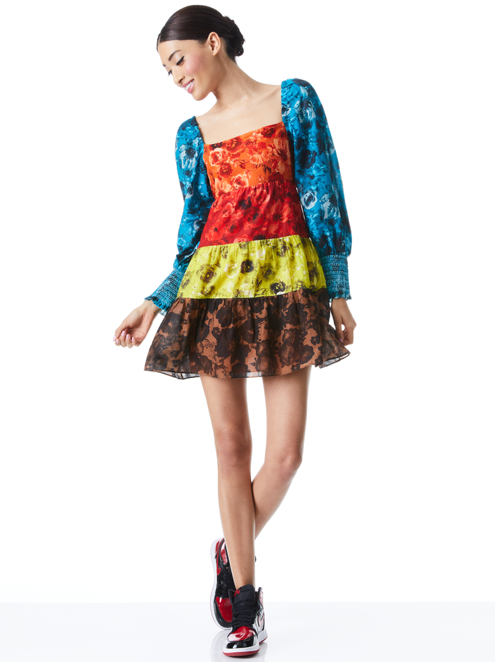 ROWEN TIERED SQUARE NECK BABYDOLL DRESS - MULTI image 4 - Alice And Olivia