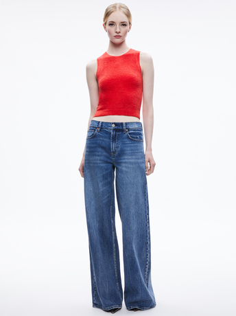 BRIGHT RUBY-AMITY SLEEVELESS CROPPED TANK