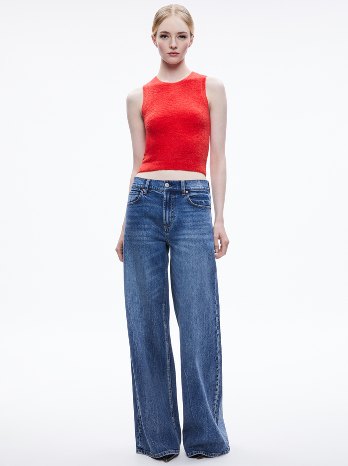 AMITY SLEEVELESS CROPPED TANK - BRIGHT RUBY image 1 - Alice And Olivia