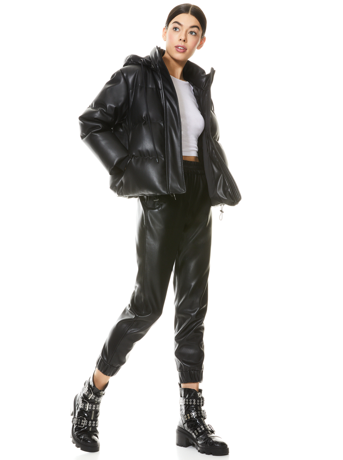 ROBINSON VEGAN LEATHER PUFFER - BLACK image 2 - Alice And Olivia