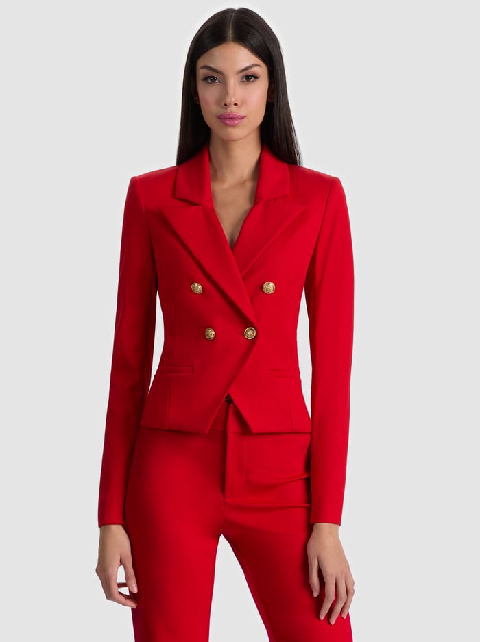 SABLE DOUBLE BREASTED CROPPED BLAZER - CHILI PEPPER - ALICE + OLIVIA