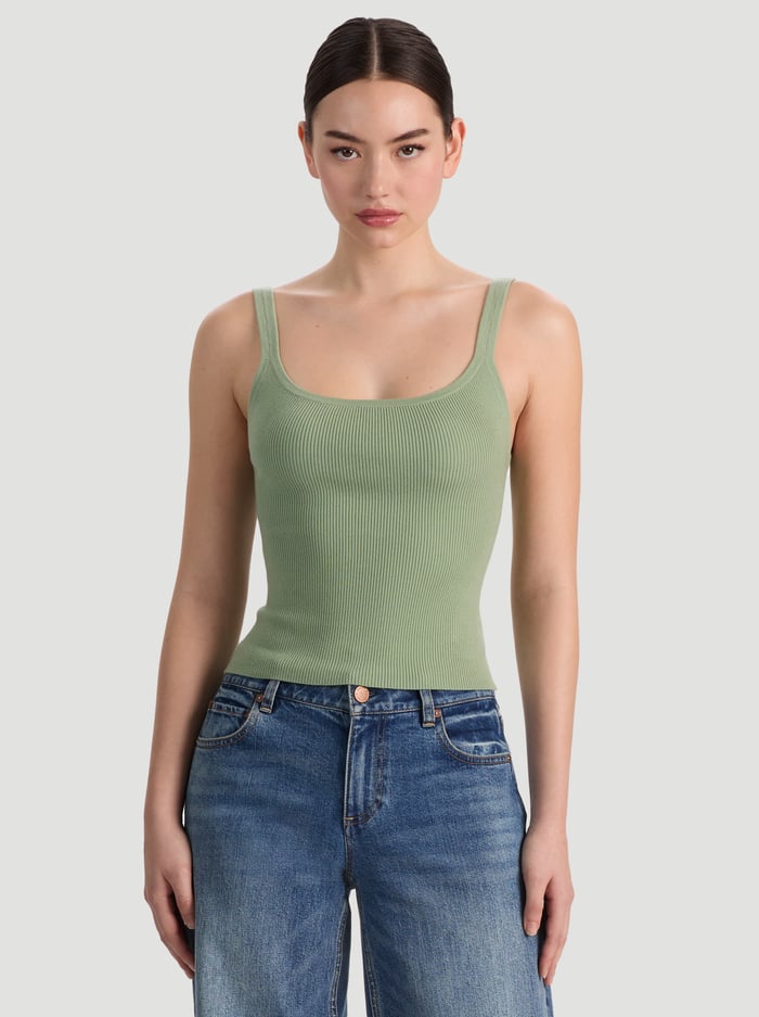 SHANA RIBBED TANK - SAGE - ALICE + OLIVIA