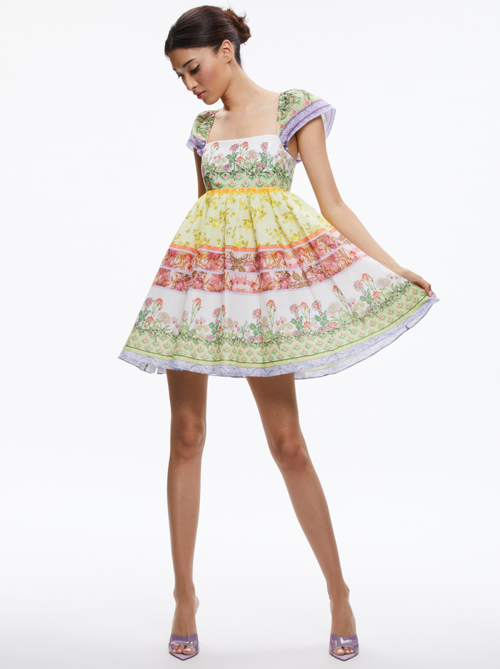 TAMIA PUFF SLEEVE BABYDOLL MINI DRESS - FLORAL FEST image 4 - Alice And Olivia