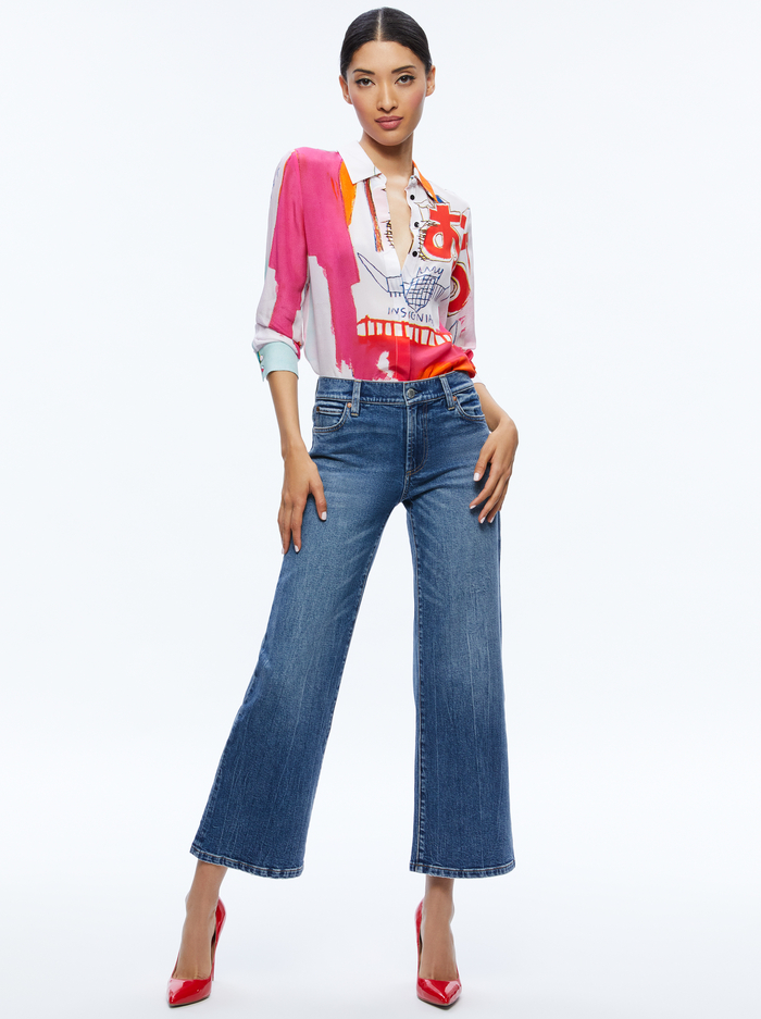 A+O X BASQUIAT WILLA PLACKET TOP - INSIGNIA image 2 - Alice And Olivia