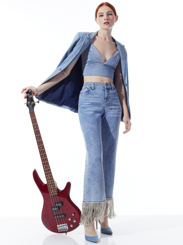 CARLI DENIM BRA TOP - ROCKSTAR BLUE image 4 - Alice And Olivia