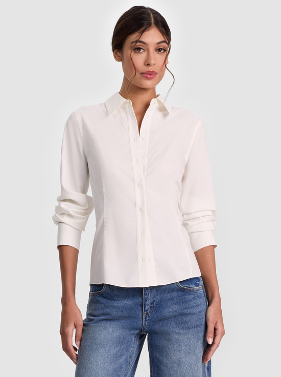 OFF WHITE-AMELIA BUTTON DOWN WITH LACE UP BACK