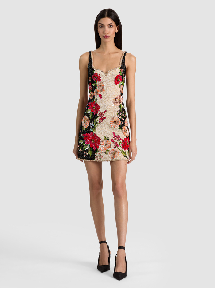 EVE EMBELLISHED MINI DRESS - FLORAL RADIANCE - ALICE + OLIVIA
