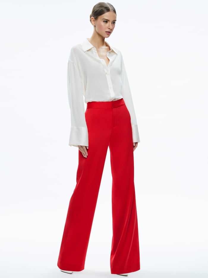 CALVIN WIDE LEG BAGGY TROUSER - BRIGHT RUBY image 4 - Alice And Olivia