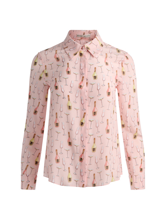 CHAMPAGNE POP-WILLA SILK BLOUSE