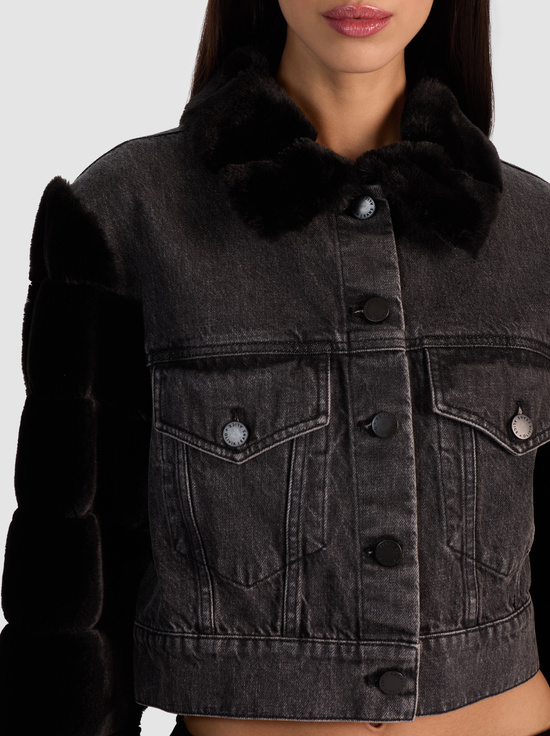CHARLOTTE GREY-JEFF FAUX FUR DENIM JACKET