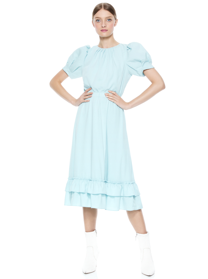 VIDA PUFF SLEEVE MIDI DRESS - POWDER BLUE image 4 - Alice And Olivia