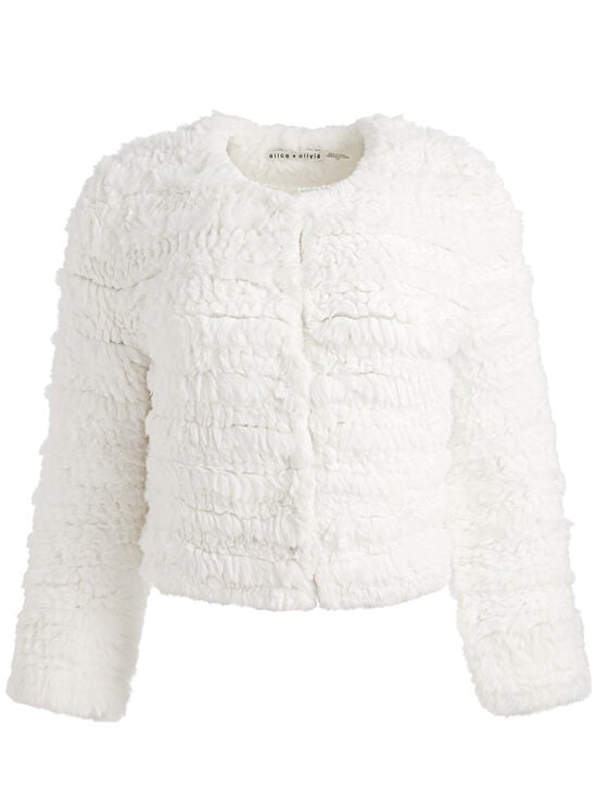 ECRU-FAWN FAUX FUR JACKET
