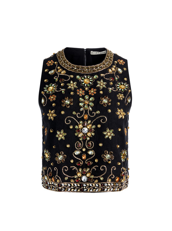 BLACK/MULTI-AMAL EMBELLISHED TANK