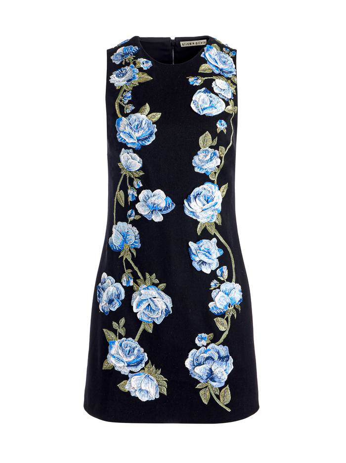 CLYDE MINI DRESS - BLACK MULTI image 5 - Alice And Olivia