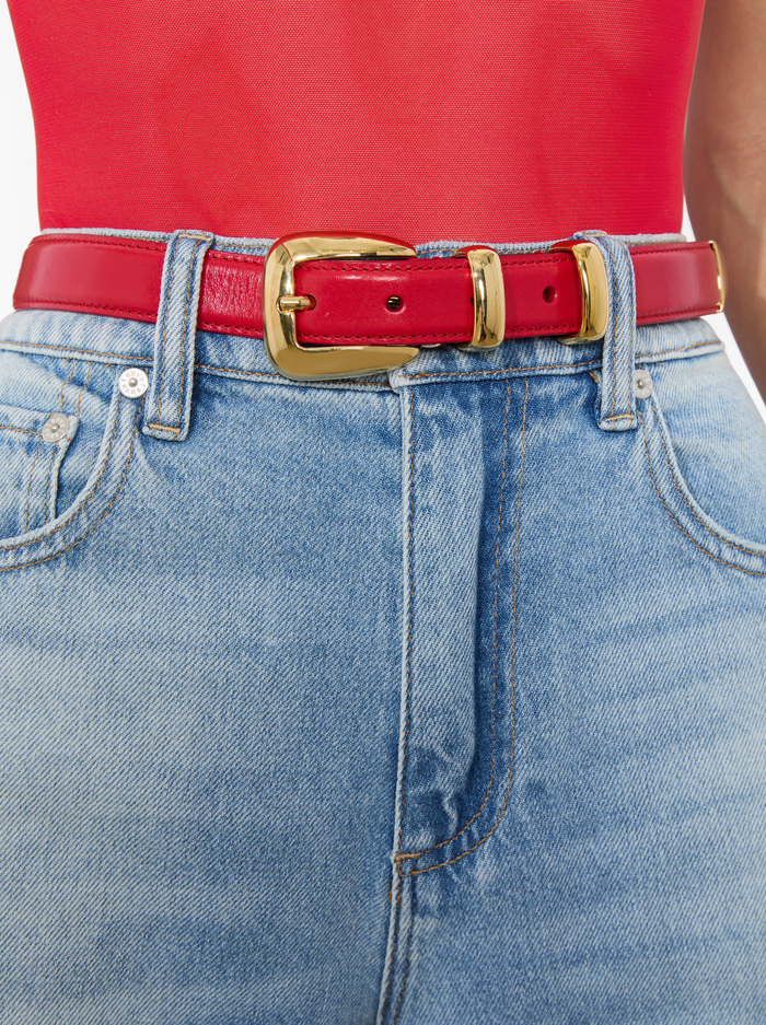 HAYDEN BUCKLE BELT - BRIGHT RUBY/GOLD image 1 - Alice And Olivia