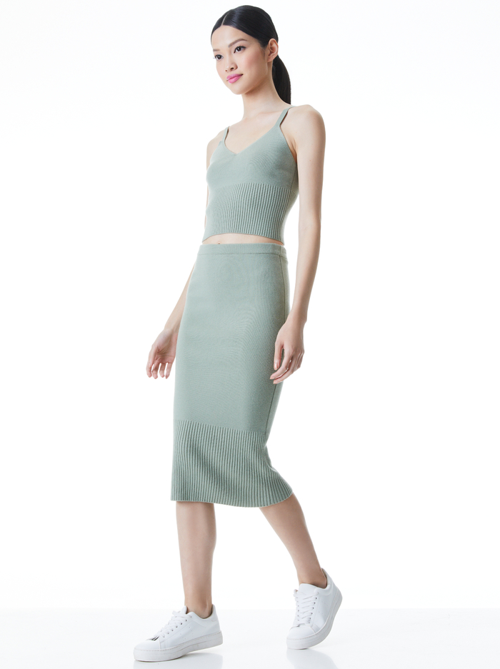 LEO FITTED MIDI SKIRT - SAGE image 2 - Alice And Olivia