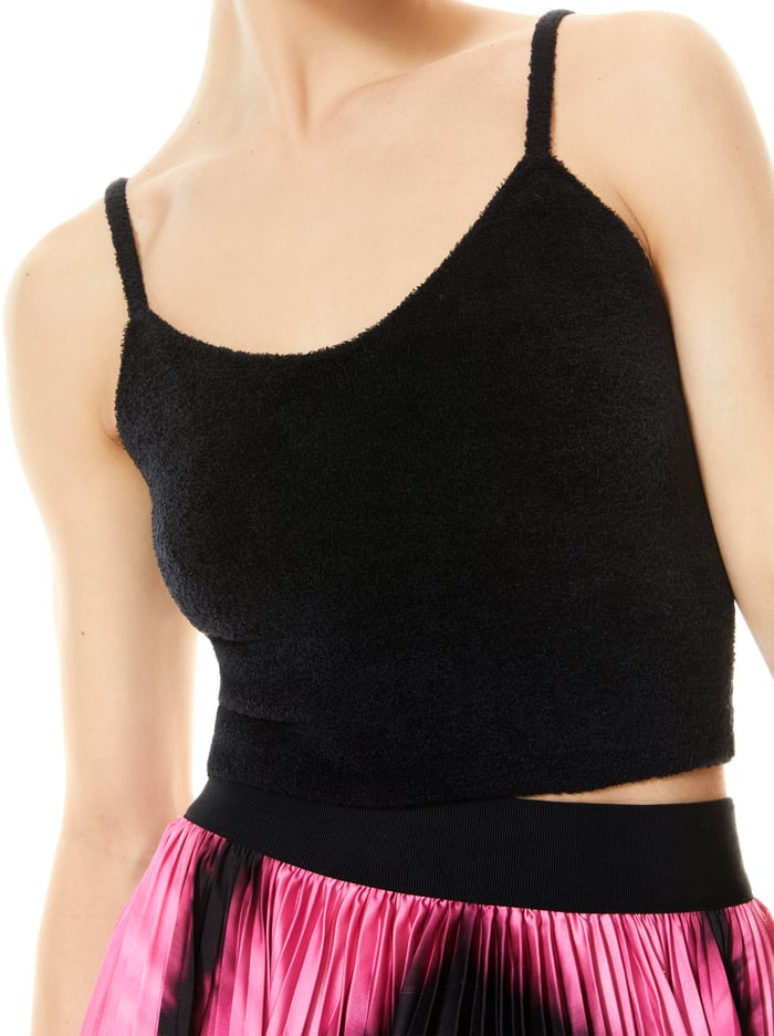 RHEA FUZZY CROPPED TANK - BLACK image 3 - Alice And Olivia