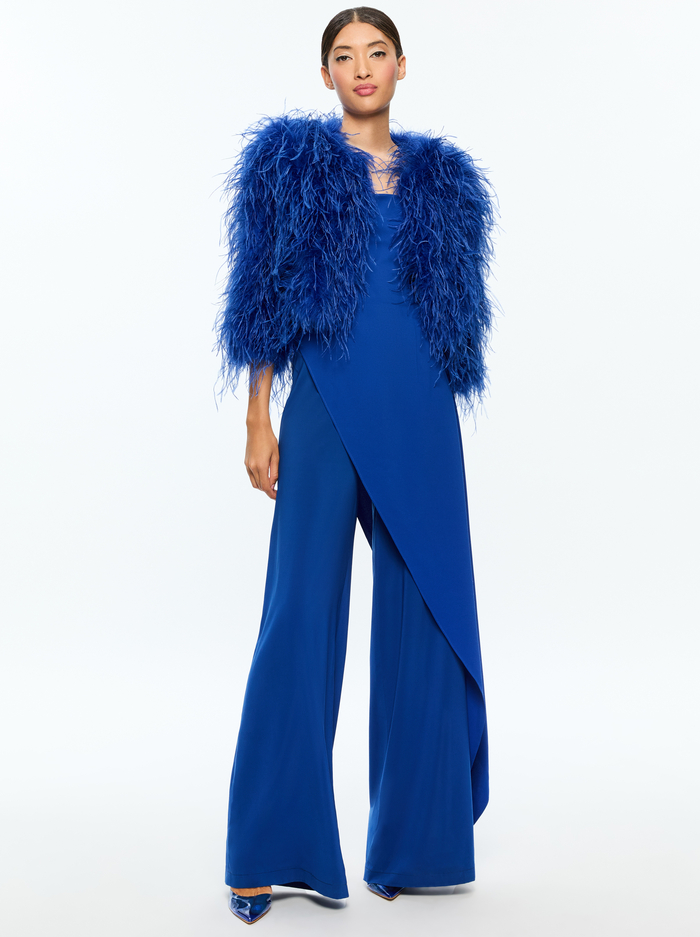 KIDMAN FEATHERED JACKET - ROYAL image 1 - Alice And Olivia