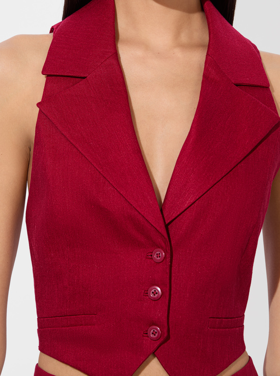 DARK CHERRY-DONNA LINEN VEST