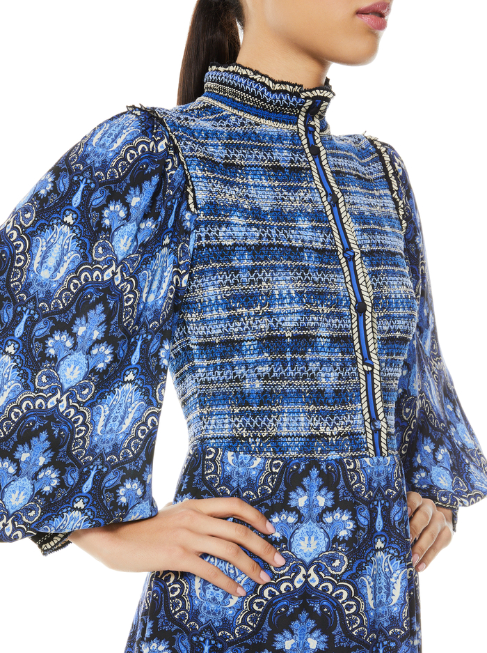 ELVIRA SMOCKED BODICE MINI DRESS - URBAN MEDALLION image 3 - Alice And Olivia