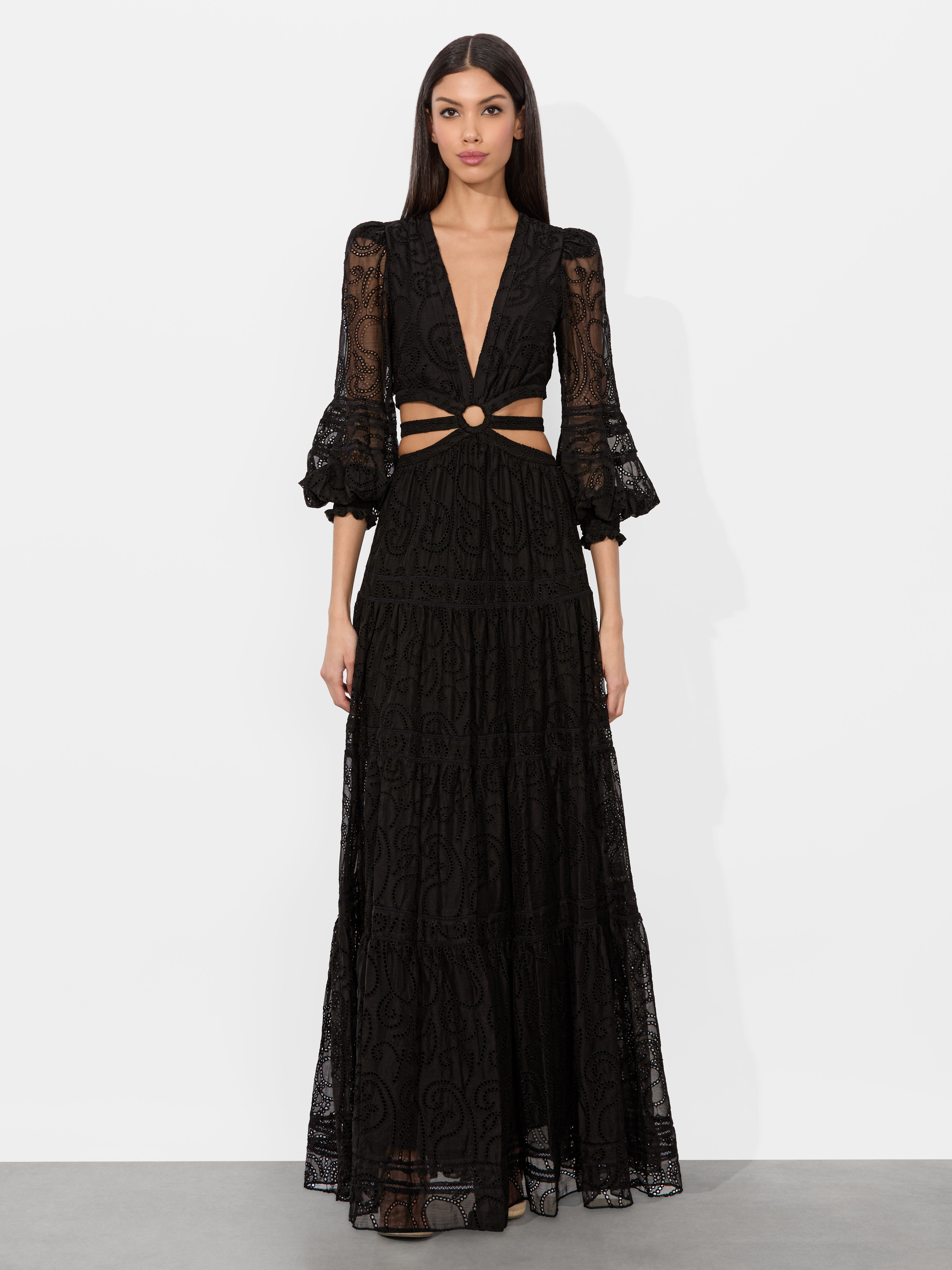 Patrica Tiered Dress In Black | Alice + Olivia