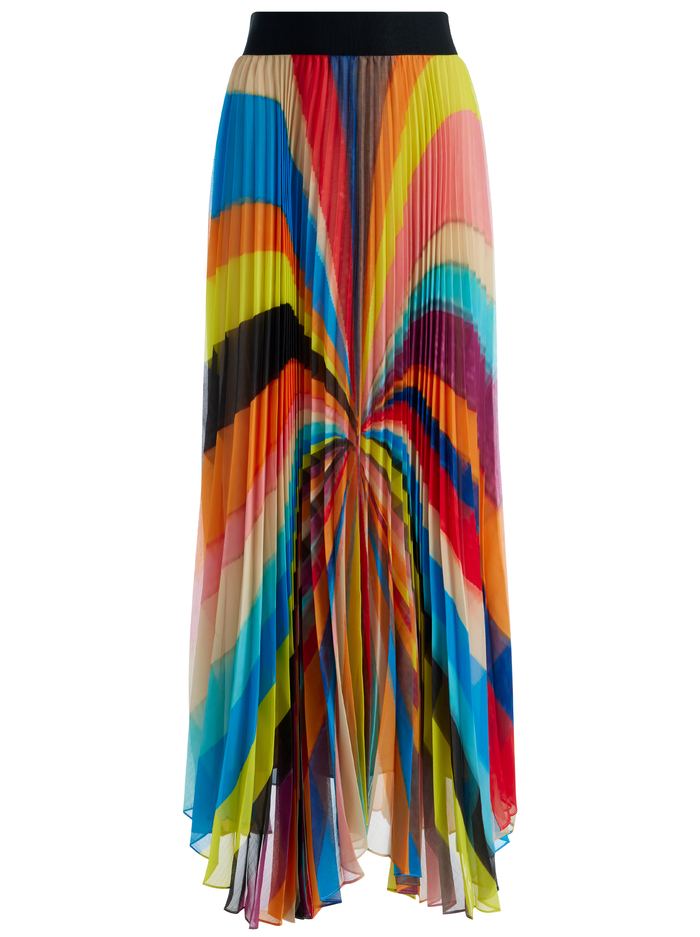 KATZ PLEATED MAXI SKIRT - POMELO STRIPE image 5 - Alice And Olivia
