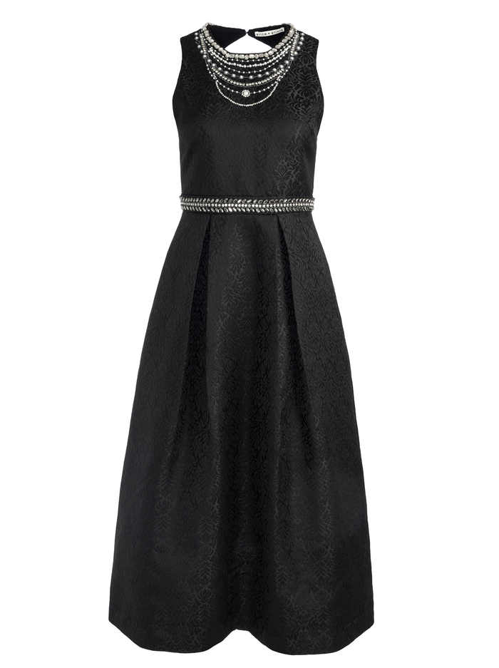 CHERRA PEARL NECK MIDI DRESS - BLACK image 5 - Alice And Olivia