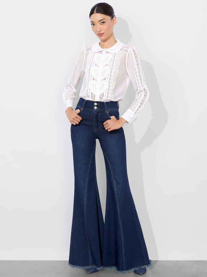 KURT MIXED MEDIA BLOUSE - OFF WHITE image 4 - Alice And Olivia