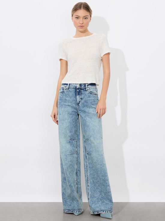 OFF WHITE-CINDY CROPPED LINEN TEE