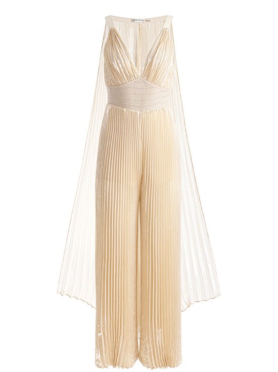 CHAMPAGNE/GOLD-ROSALIE JUMPSUIT WITH CAPE