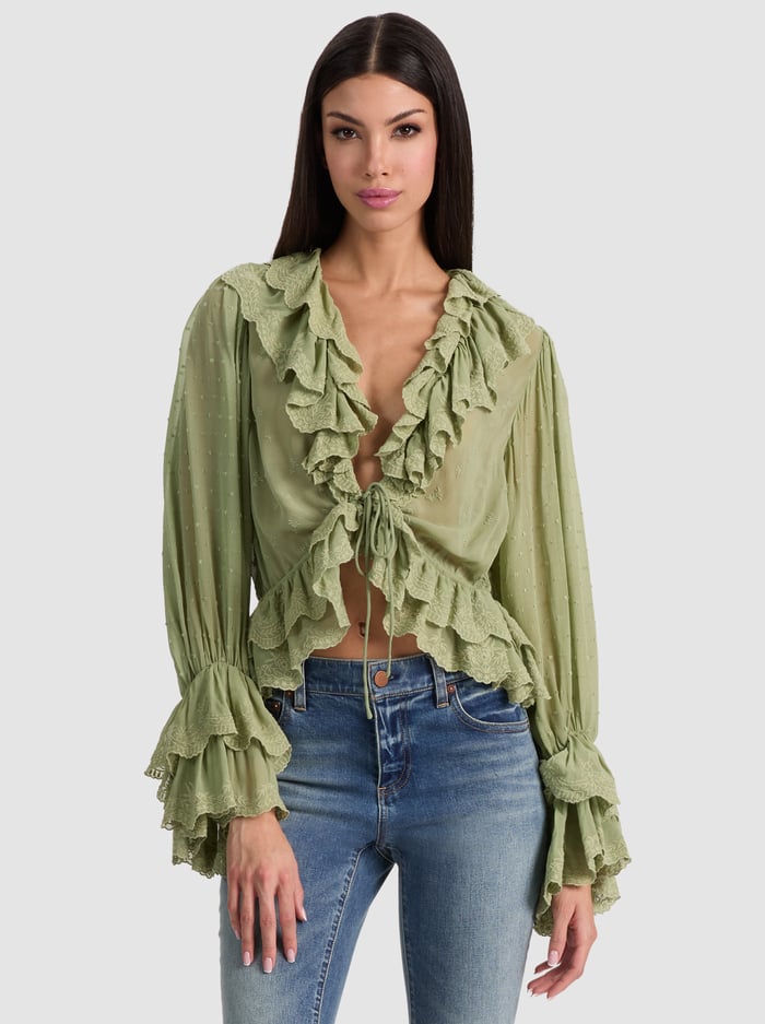 TENNEY CROPPED TOP - SAGE - ALICE + OLIVIA