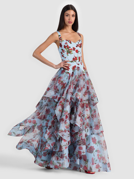 AMERICAN BEAUTY CAROLINA BLUE-DOROTHEA PRINTED BALLGOWN