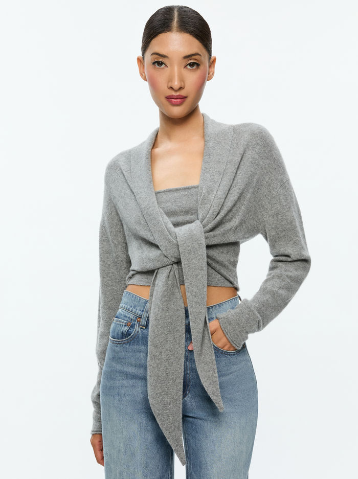 LANITA CARDIGAN - MEDIUM HEATHER GREY - Alice And Olivia
