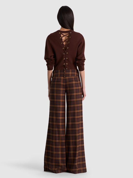 DARK CHOCOLATE/CAMEL-OLIVIA WIDE LEG PANT