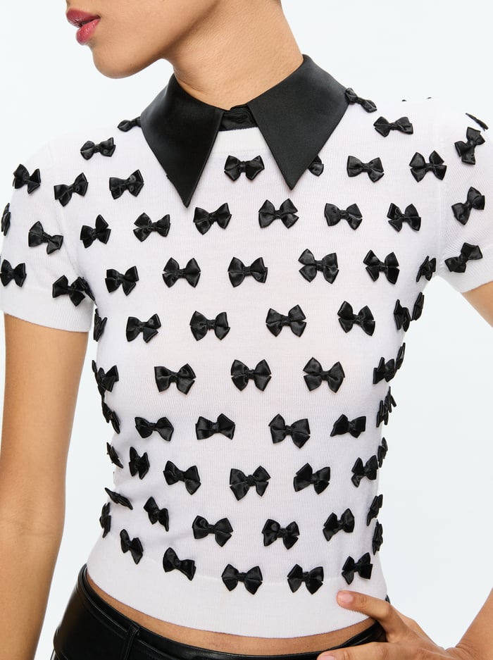 CIARA PULLOVER - SOFT WHITE/BLACK image 3 - Alice And Olivia