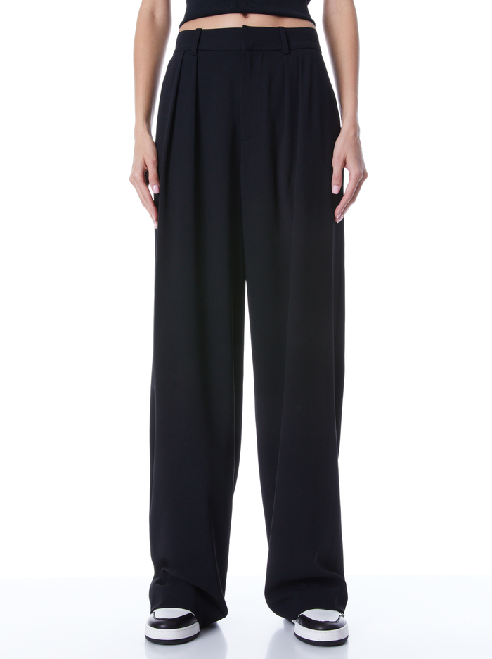 POMPEY HIGH WAISTED PLEATED PANTS - BLACK - Alice And Olivia