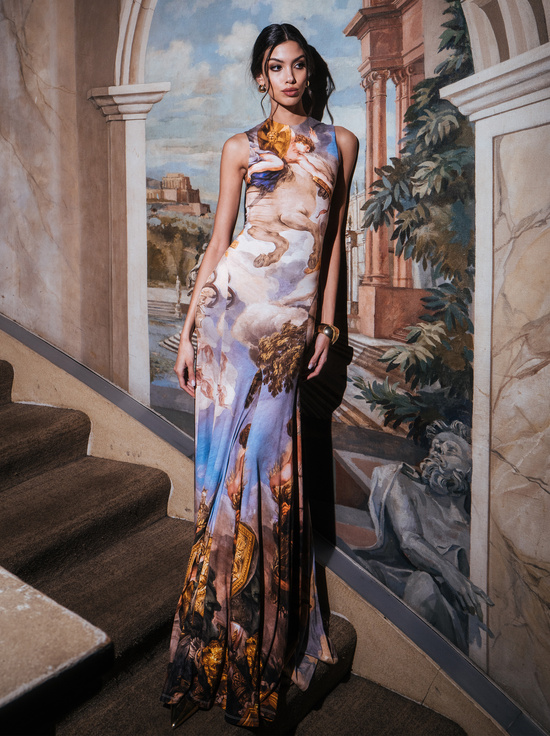 RENAISSANCE FAIR-DELORA OPEN BACK MAXI DRESS