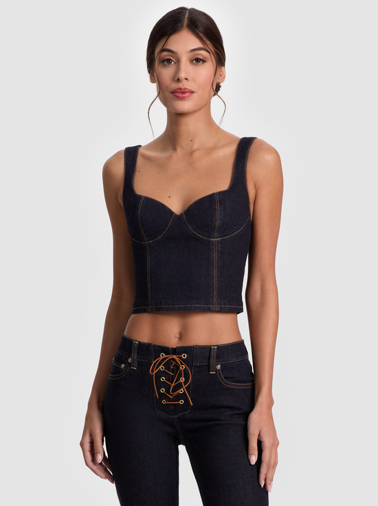 DARK RINSE-AVA SWEETHEART DENIM BUSTIER